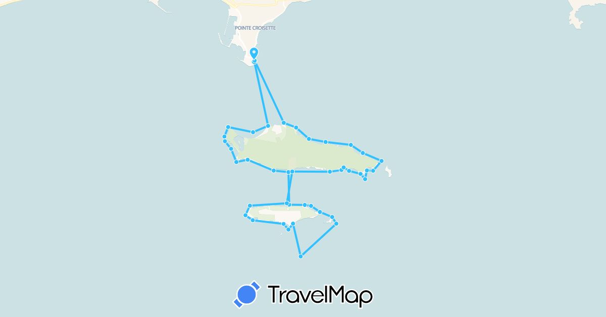 TravelMap itinerary: boat in France (Europe)